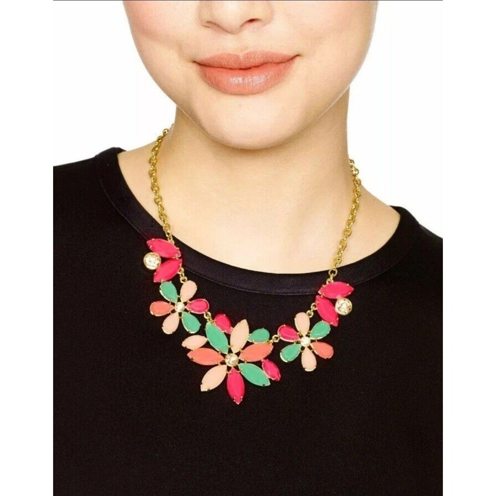 Kate Spade Gardens of Paris Statement Necklace Pink & Floral Sparkle!